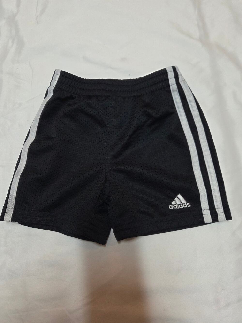 adidas Black Shorts with White Three-Stripe Trim